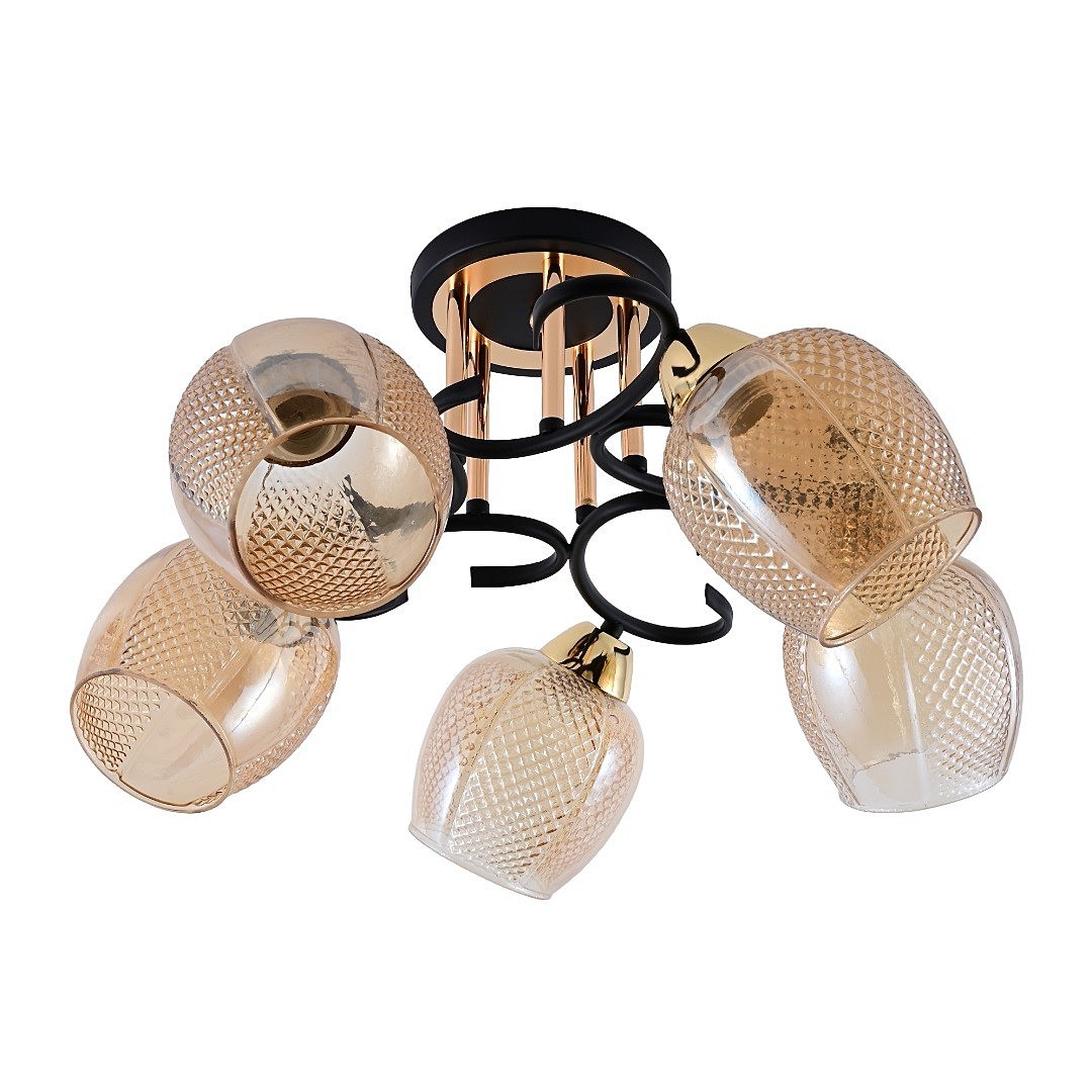 Потолочная люстра ЭкономСвет 12164 12164/5MBK+GD BR