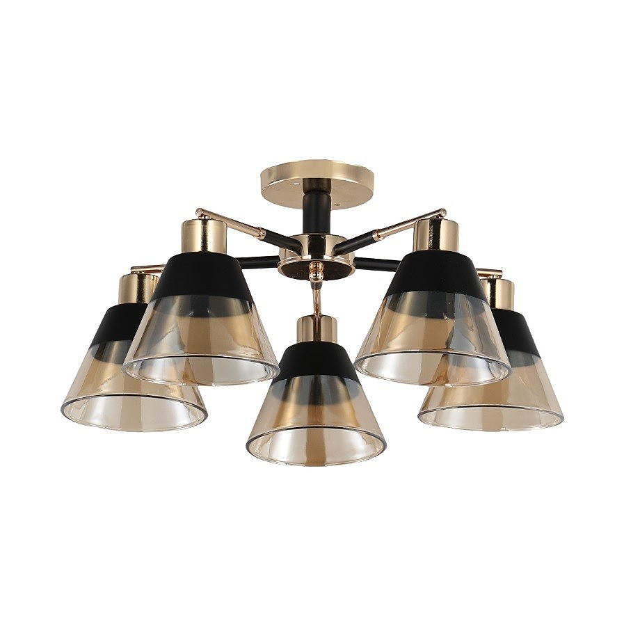 Потолочная люстра ЭкономСвет 12209 12209/5BK+FGD AMB+BK