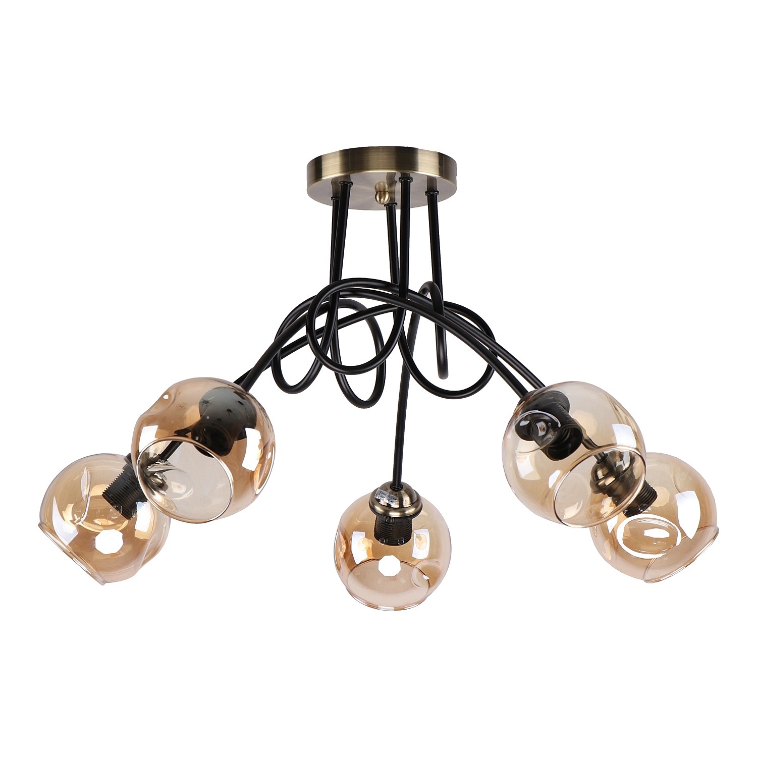 Потолочная люстра ЭкономСвет 26038 26038/5BK+AB AMB