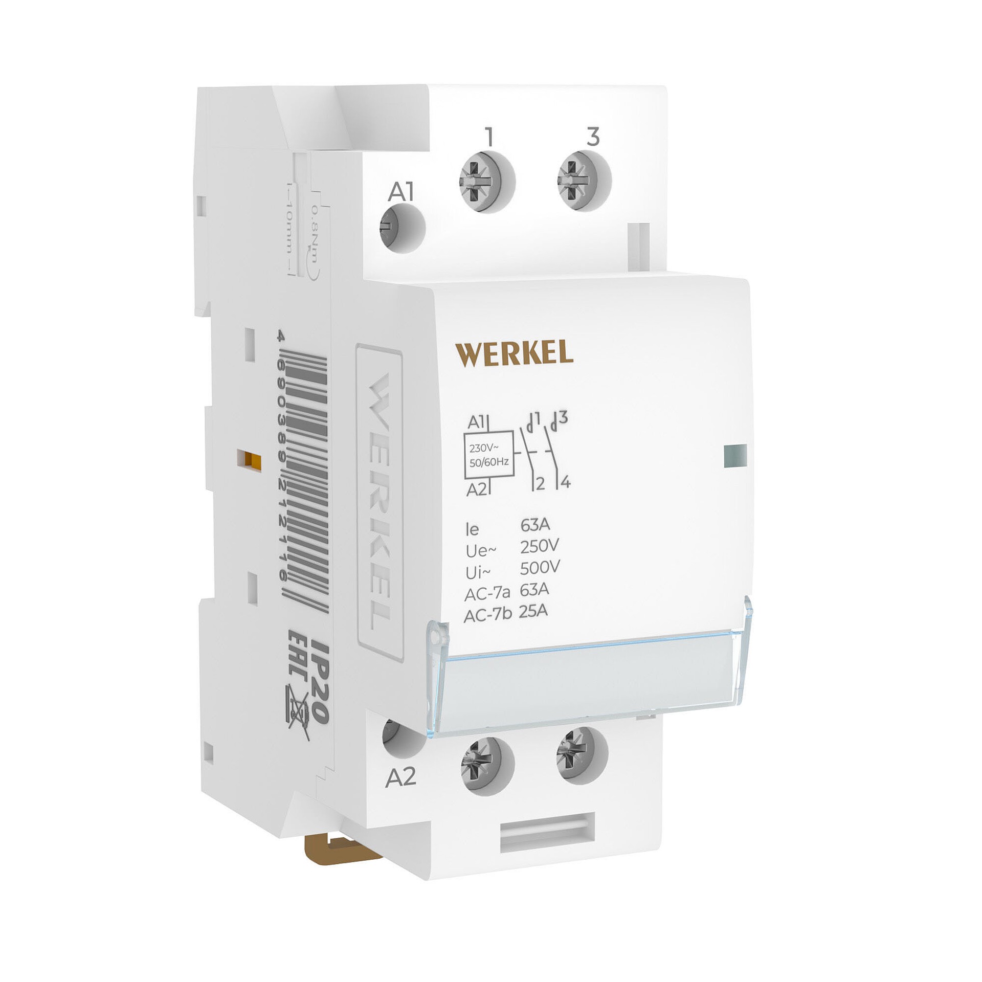 Контактор модульный Werkel Контакторы W942M63O/ Контактор модульный 63 A 2NO (2 мод.)
