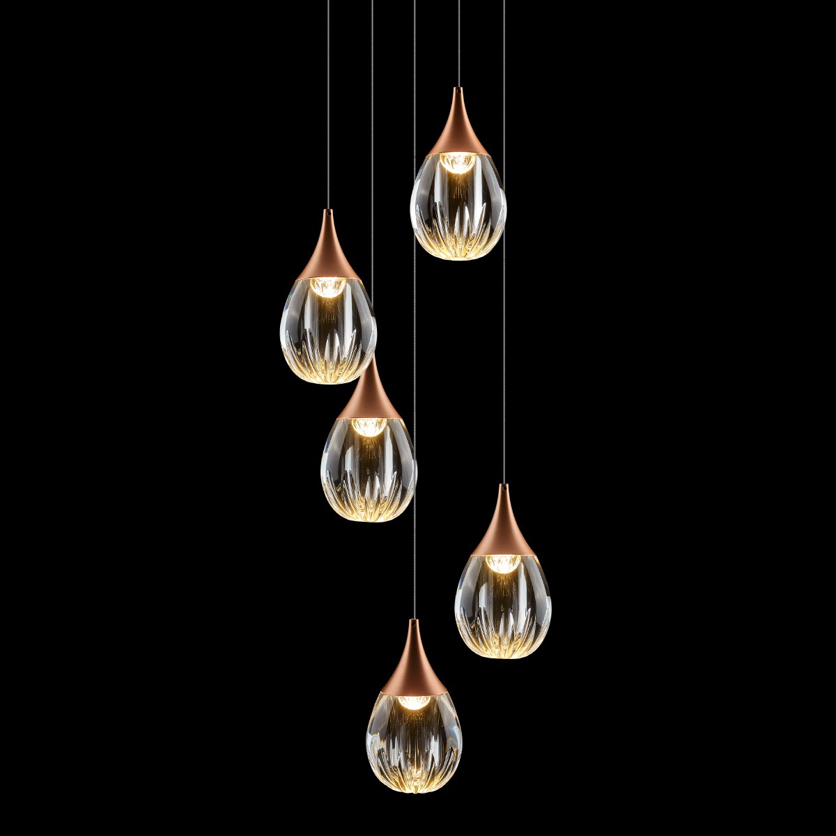 Люстра каскадная Delight Collection Stilla MD24001004-5A copper/clear