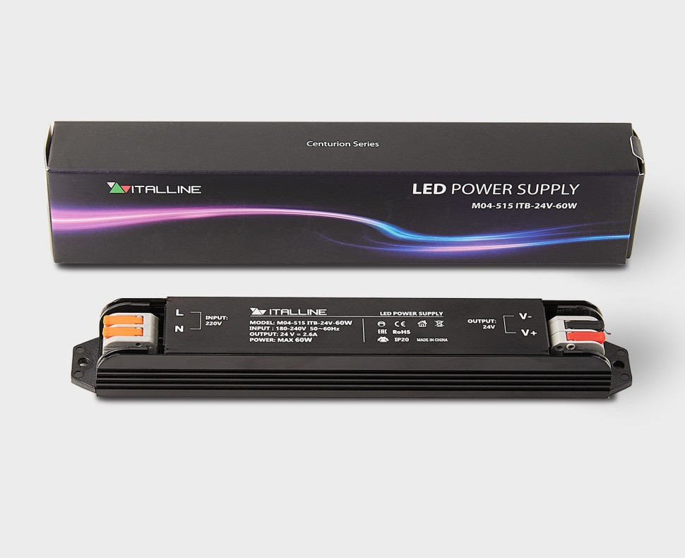 Блок питания к светодиодным лентам M04-509/510/511/512 Italline M04-515 ITB-24V-60W