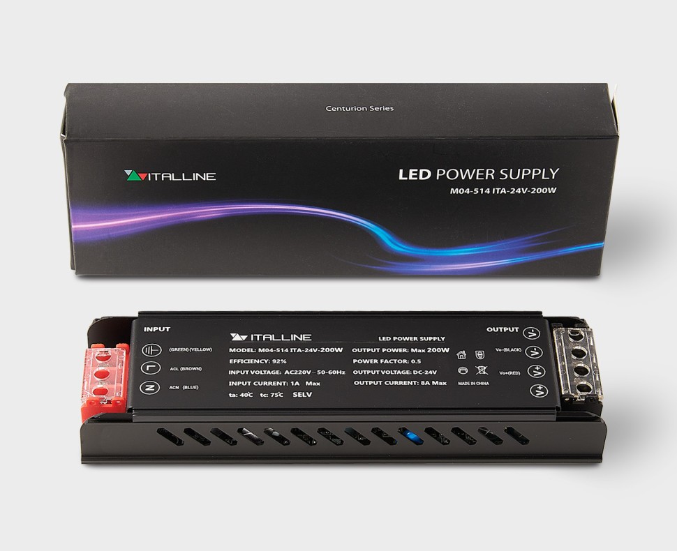 Блок питания к светодиодным лентам M04-509/510/511/512 Italline M04-514 ITA-24V-200W