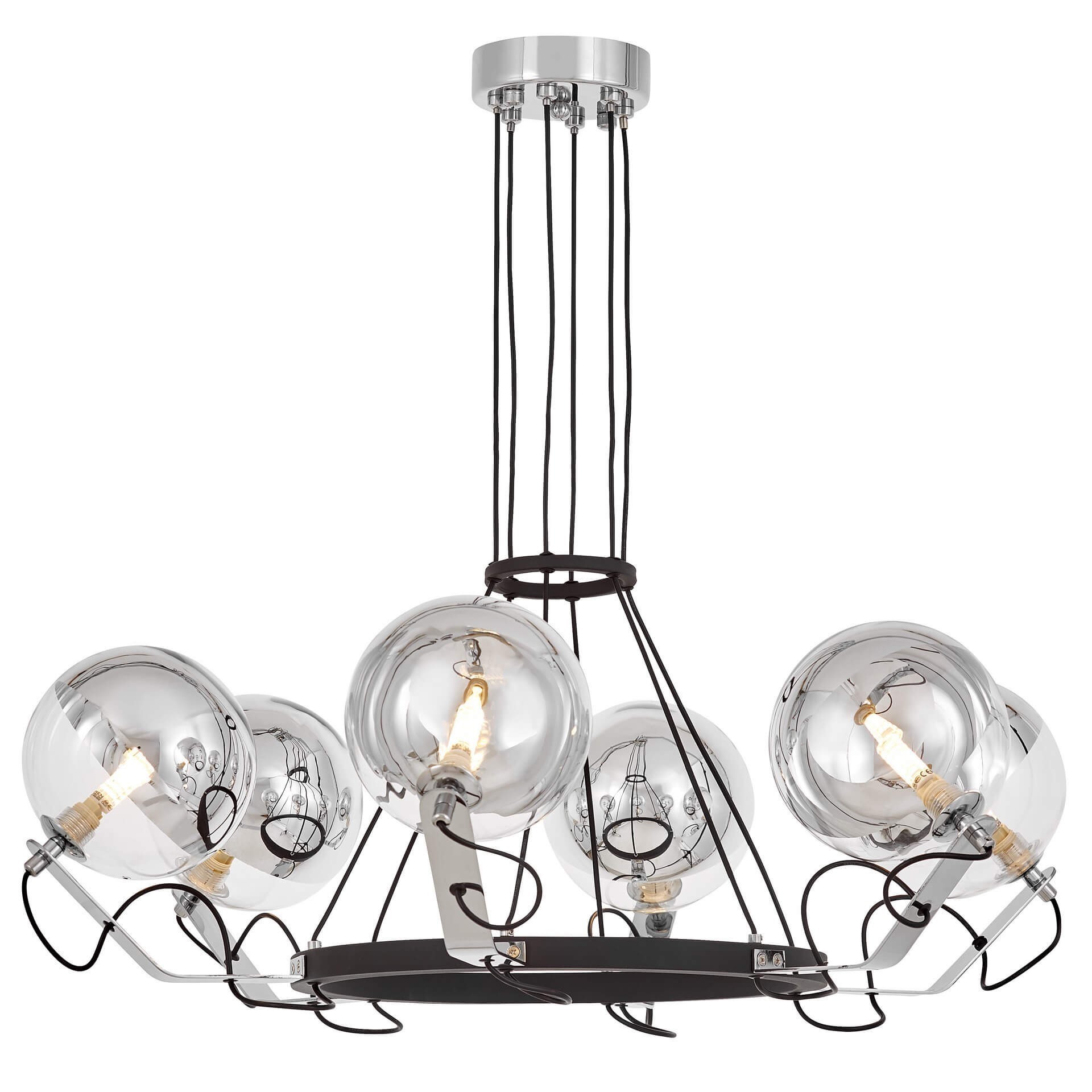 Подвесная люстра Lumina Deco Marseo LDP 9110-6 BK+CHR