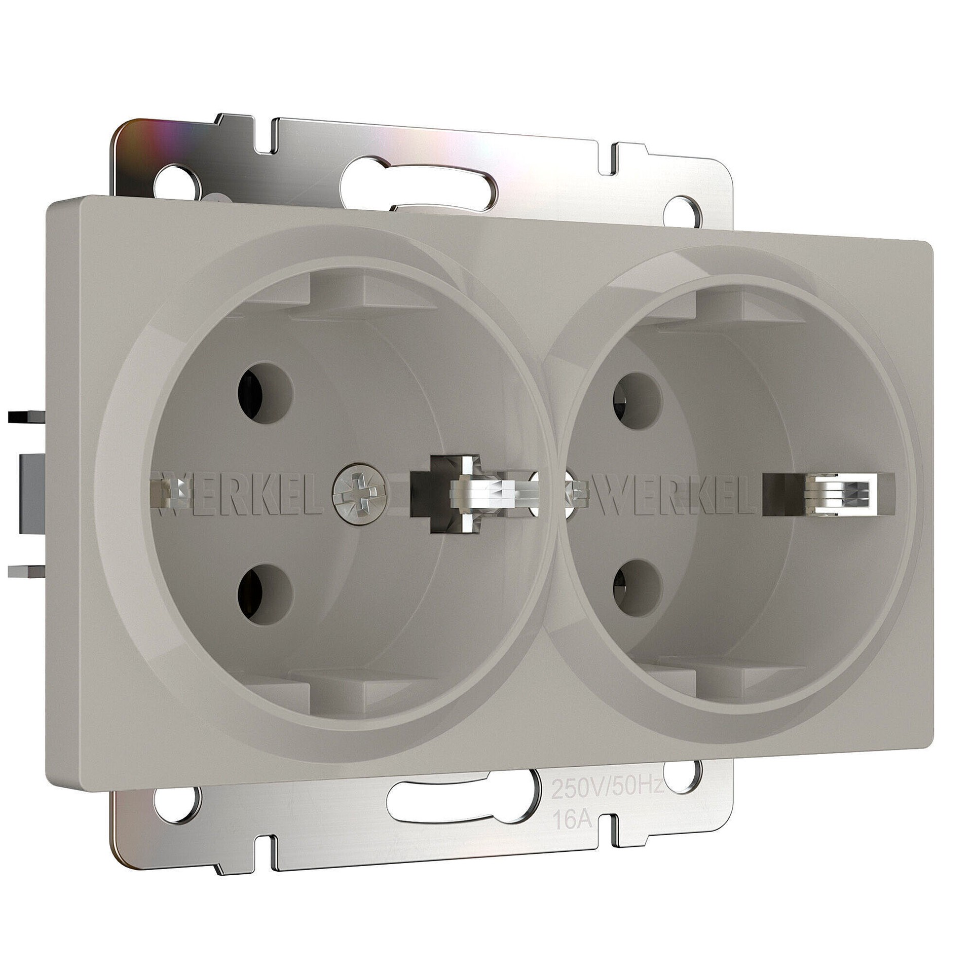 Розетка Werkel W1272004/ Розетка двойная с заземлением (дымчатый)
