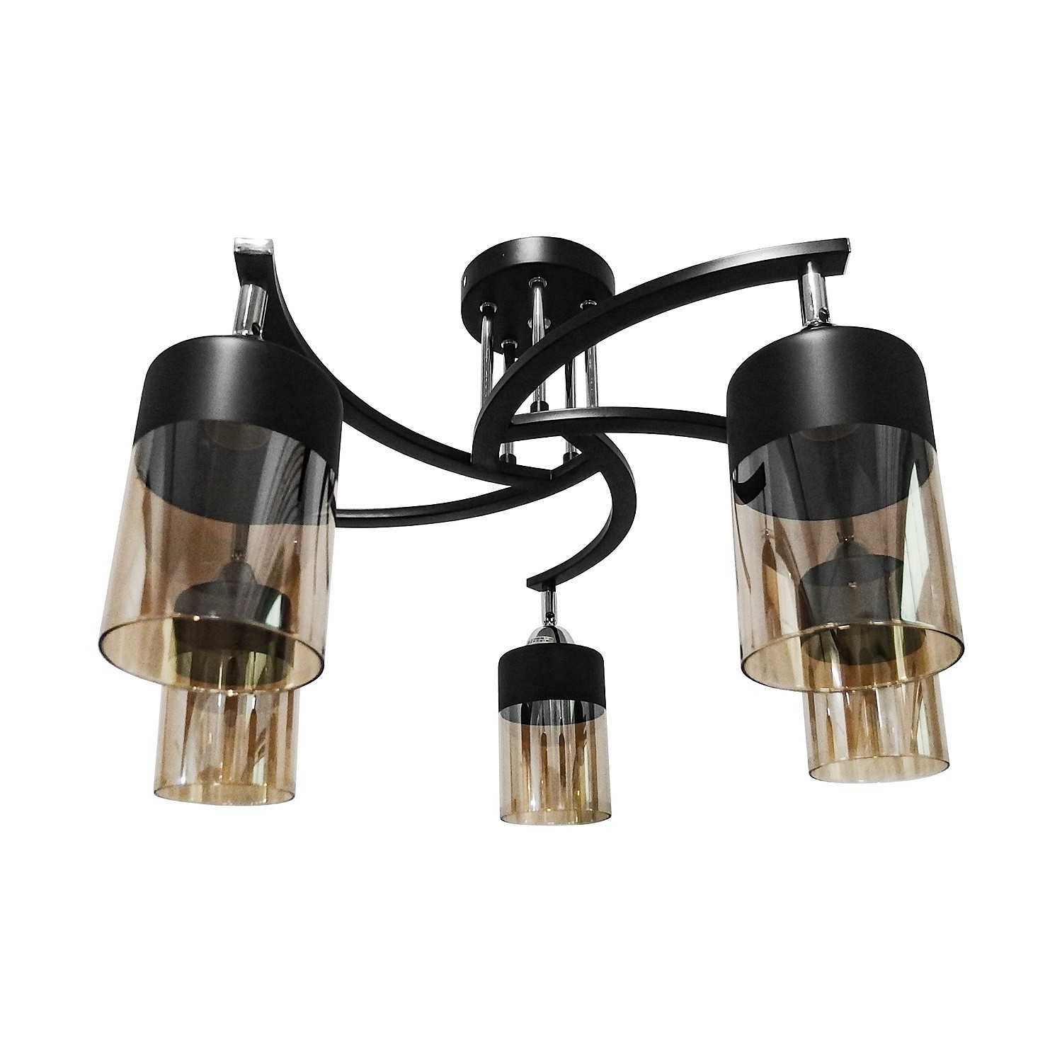 Потолочная люстра ЭкономСвет 10202 10202/5BK+CR BK+AMB