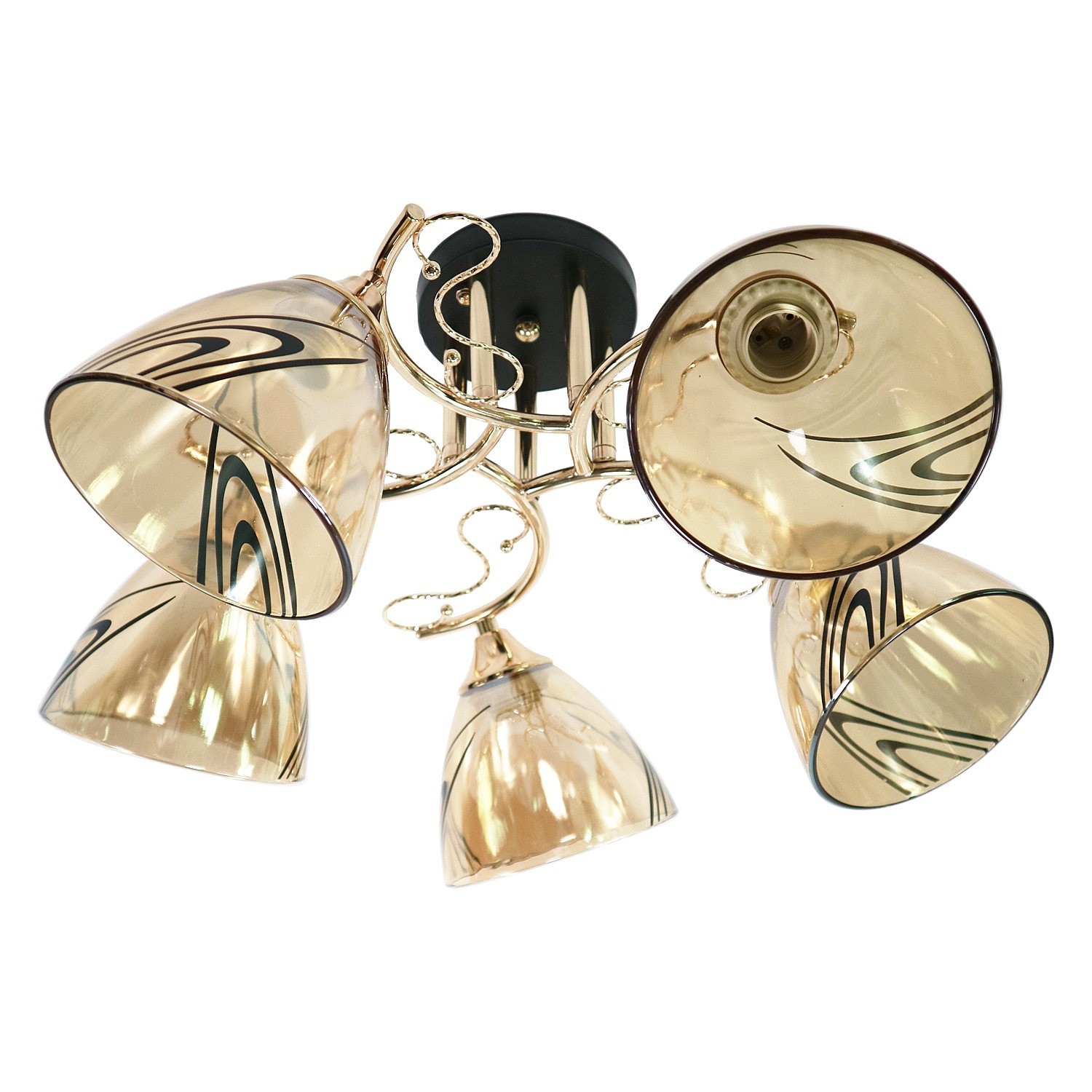 Потолочная люстра ЭкономСвет 12098 12098/5BK+FG AMB+BK