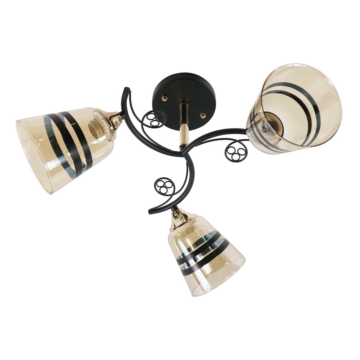 Потолочная люстра ЭкономСвет 12105 12105/3BK+FG AMB+BK