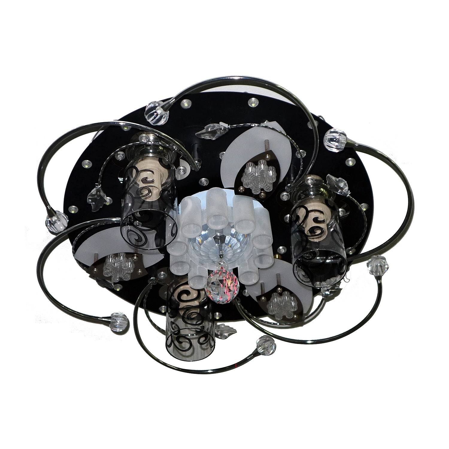 Потолочная люстра ЭкономСвет 70014 70014/3BK WT+BK RC WTLED