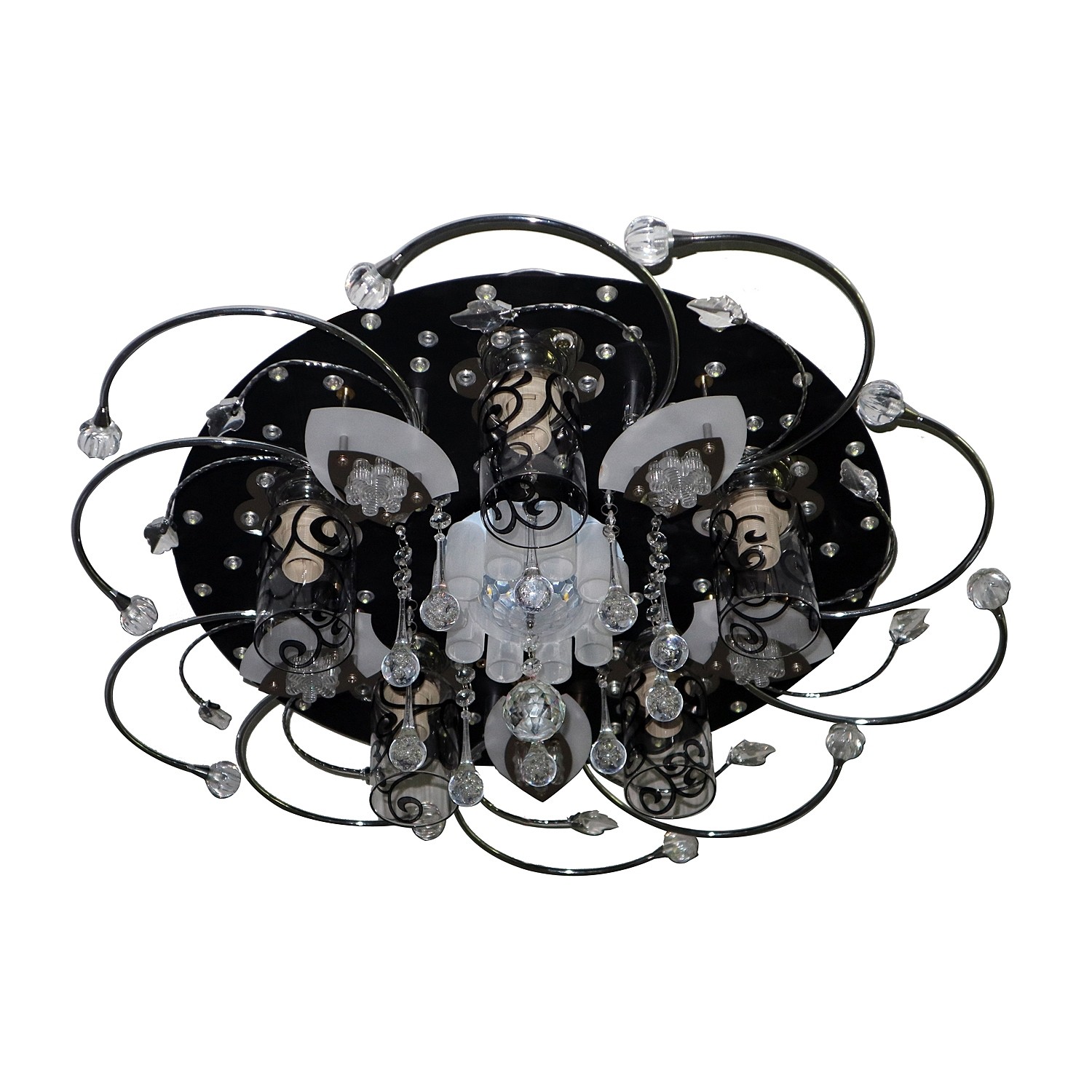 Потолочная люстра ЭкономСвет 70014 70014/5BK WT+BK RC WTLED