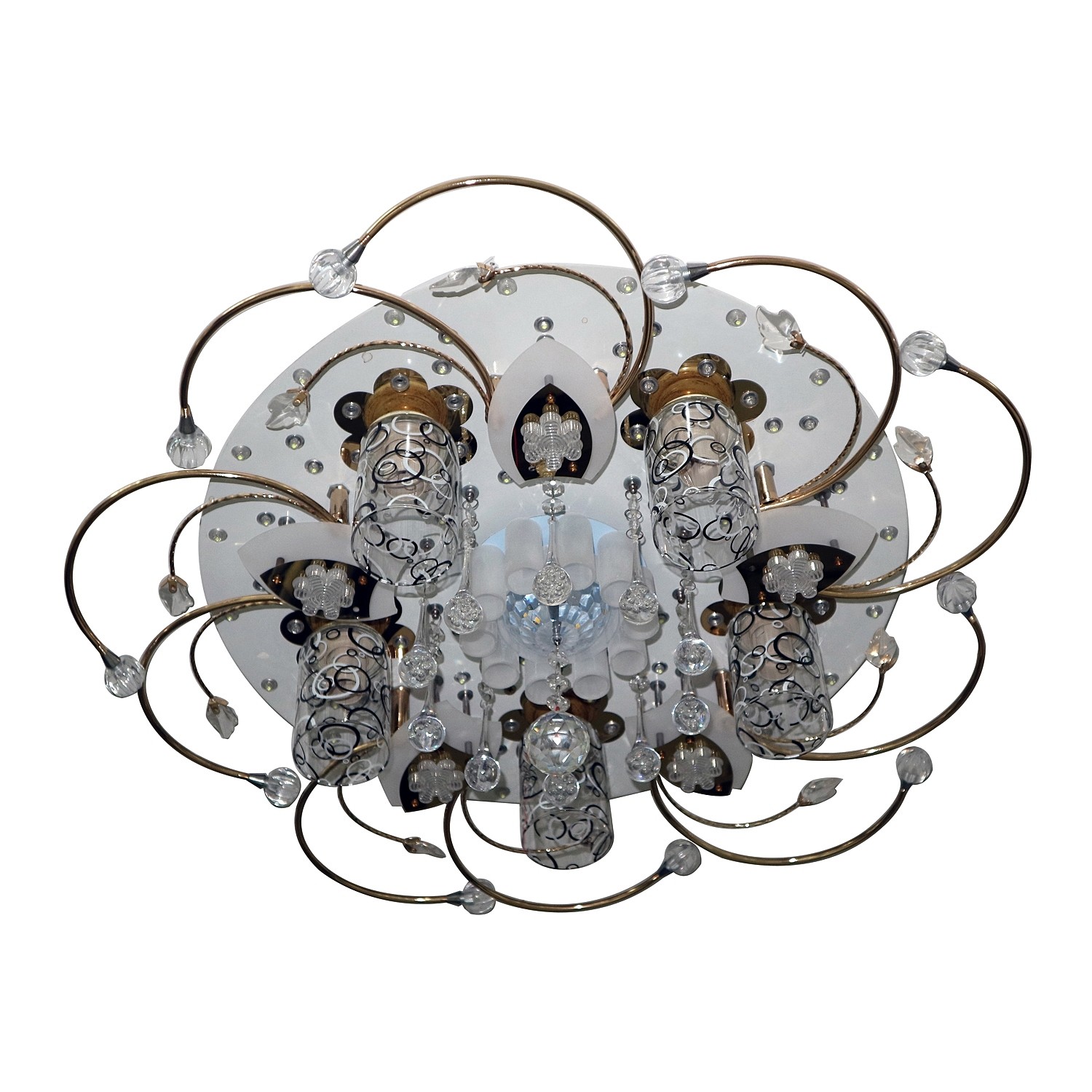 Потолочная люстра ЭкономСвет 70014 70014/5WT WT+BK RC WTLED