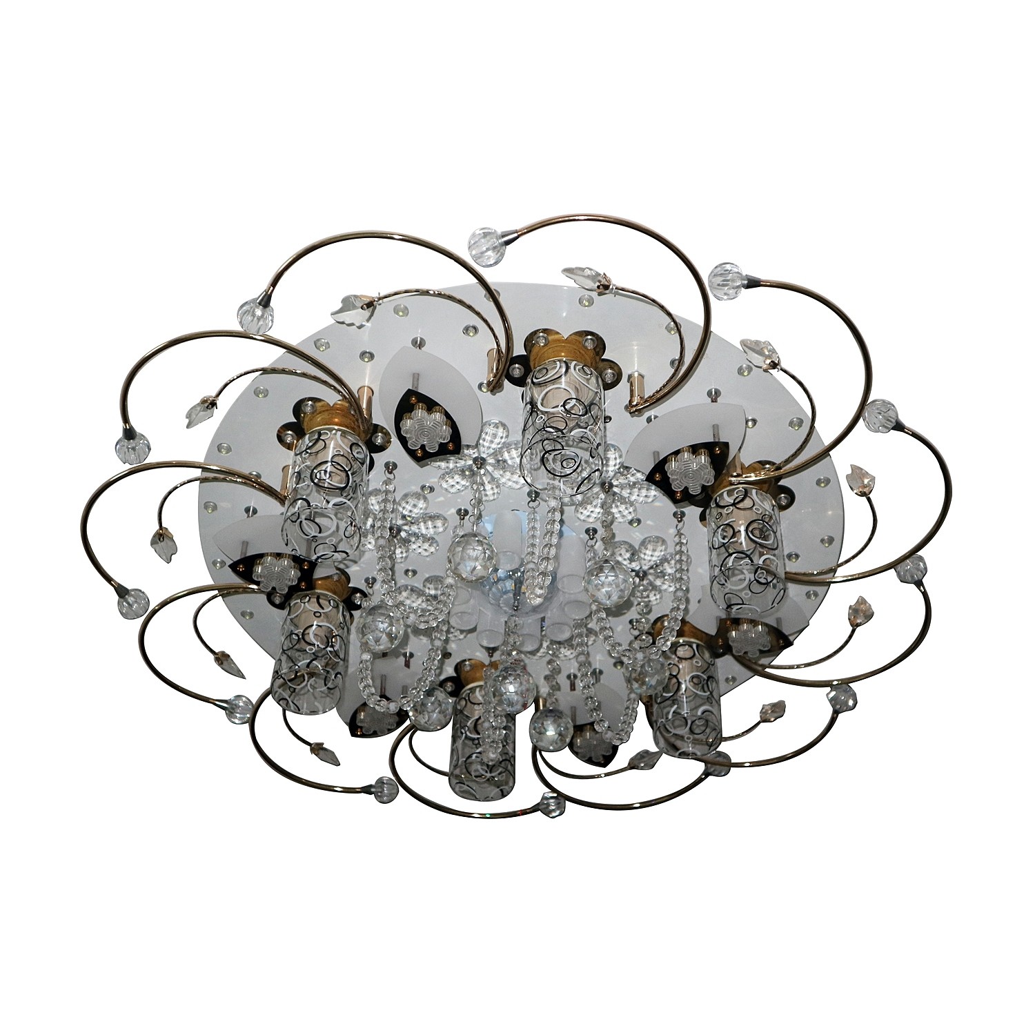 Потолочная люстра ЭкономСвет 70014 70014/6WT WT+BK RC WTLED