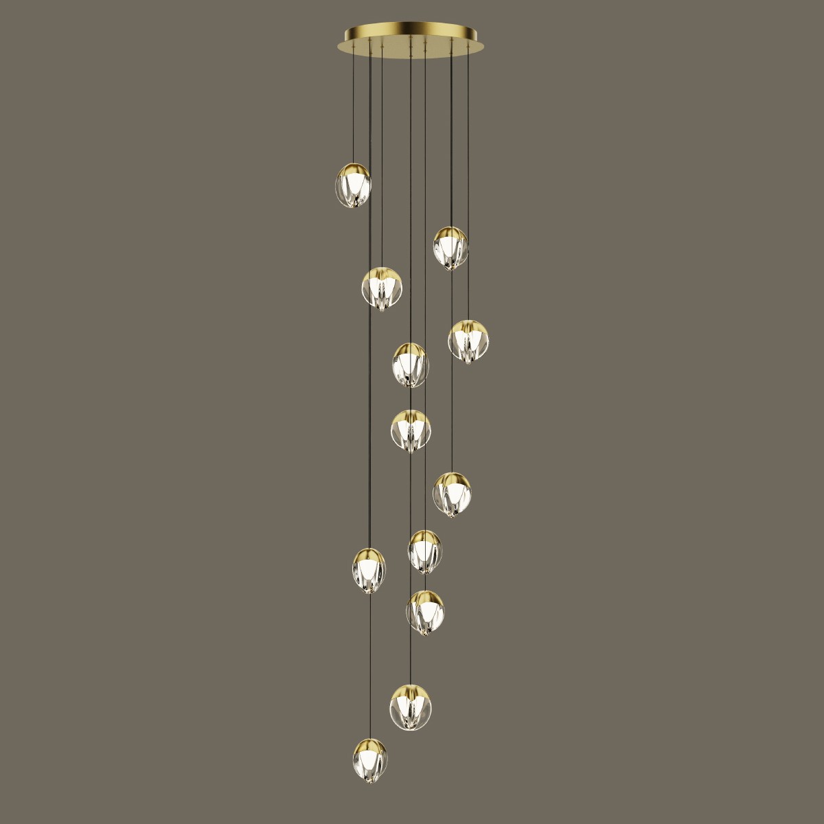 Люстра каскадная Delight Collection MD24001033 MD24001033-12A gold/clear