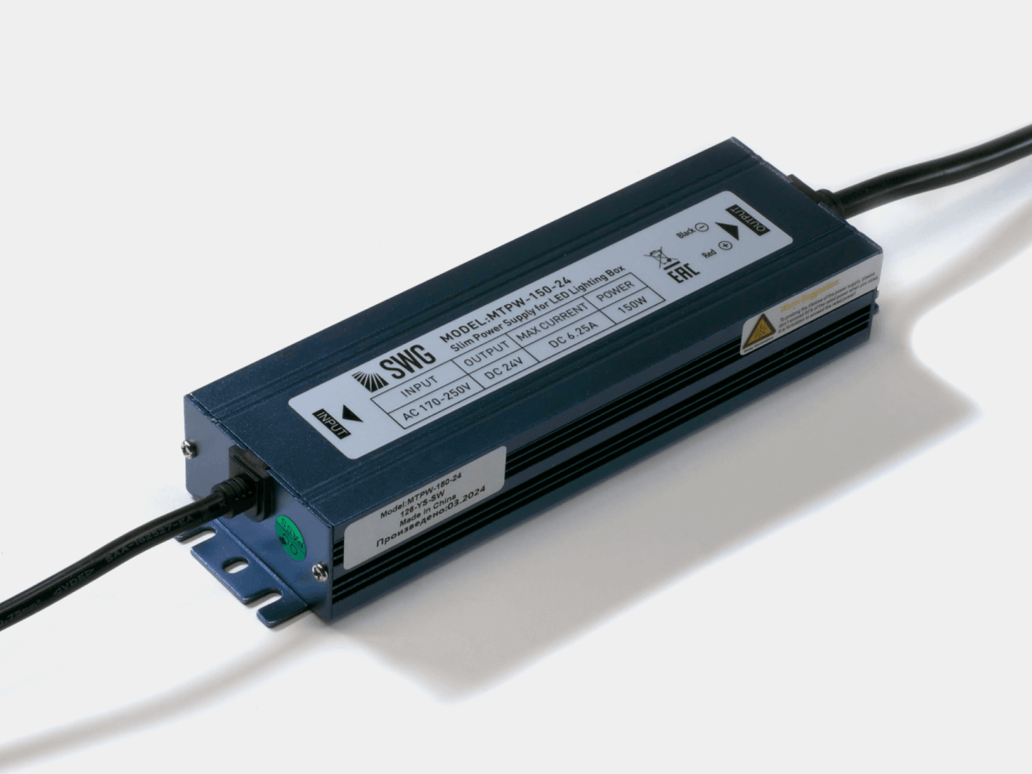 Блок питания для светодиодных лент TPW, 150 W Влагозащитный SWG Standard MTPW MTPW-150-24