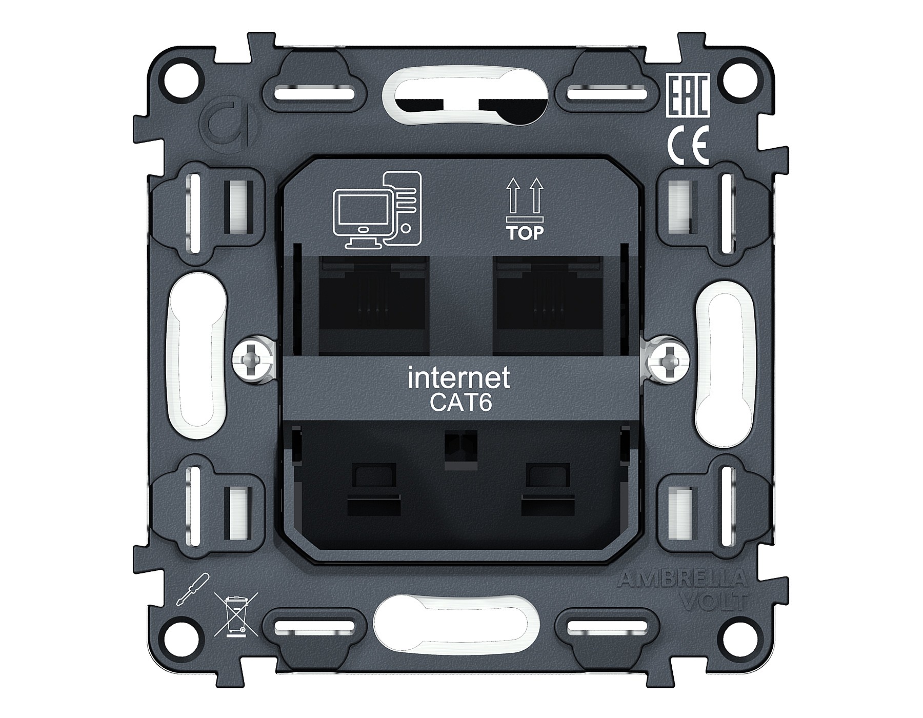 Механизм компьютерной двойной розетки RJ-45 Ambrella Volt QUANT VM189