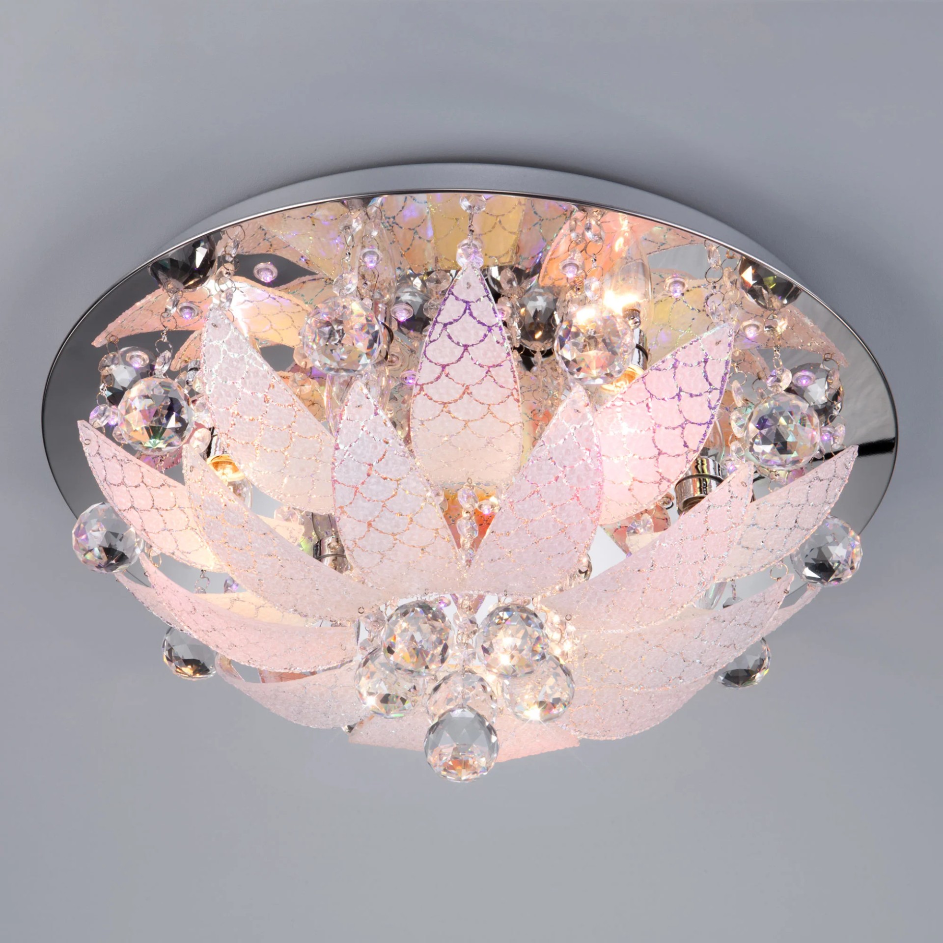 Потолочная люстра с пультом Merelin Eurosvet 5563/6 хром/синий+красный+фиолетовый