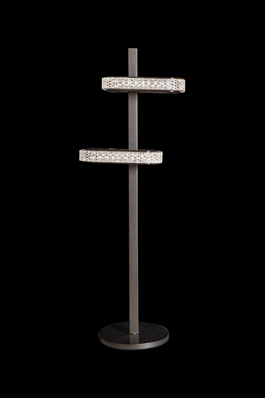 Настольная лампа LEON Theona LE7701/2T Grey/Black Chrome