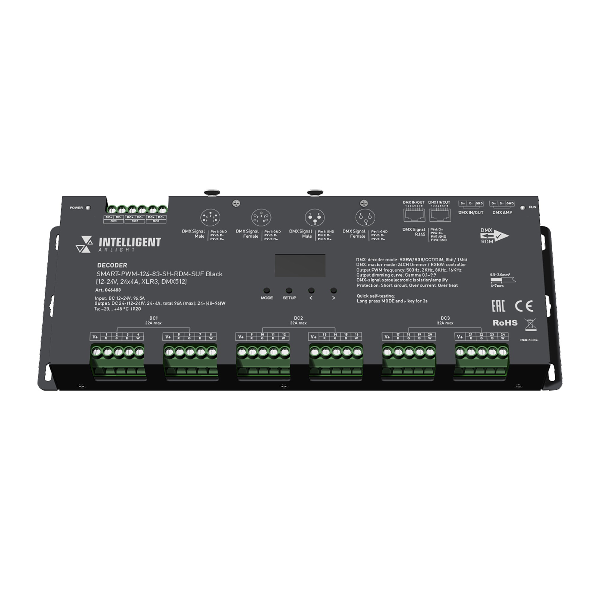 Декодер (преобразователь) цифрового сигнала DMX512 в ШИМ Arlight 046483
