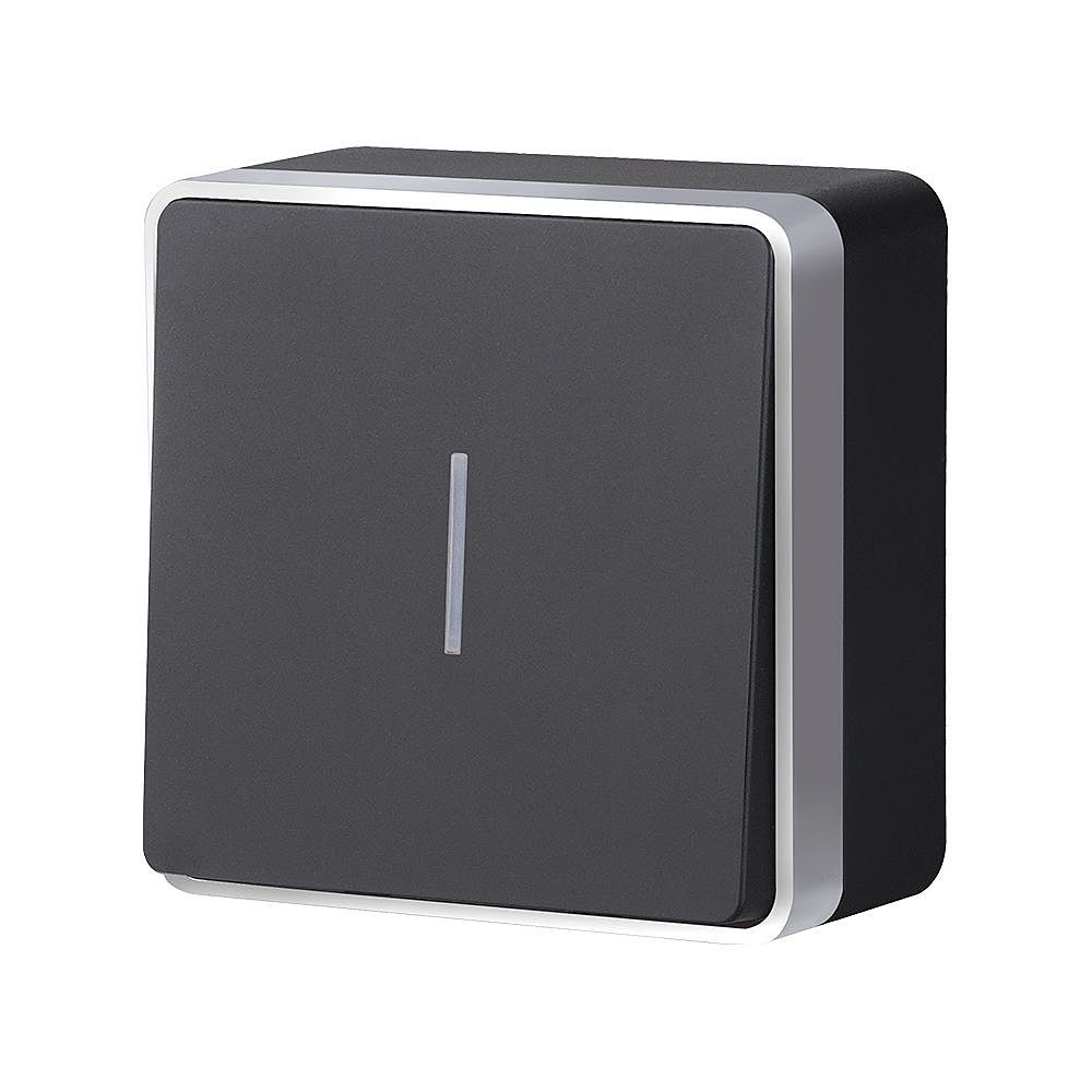 Выключатель Werkel W5010134/ Выключатель одноклавишный с подсветкой Gallant (черный с серебром)