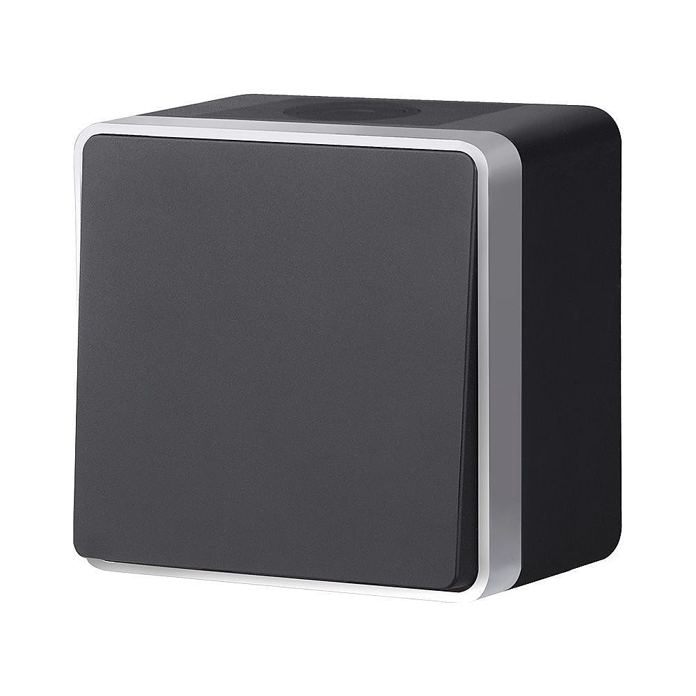 Выключатель Werkel W5010234/ Выключатель одноклавишный влагозащищенный Gallant (черный с серебром)