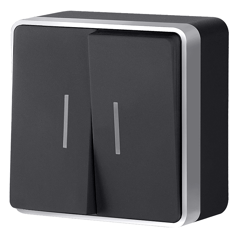 Выключатель Werkel W5020134/ Выключатель двухклавишный с подсветкой Gallant (черный с серебром)