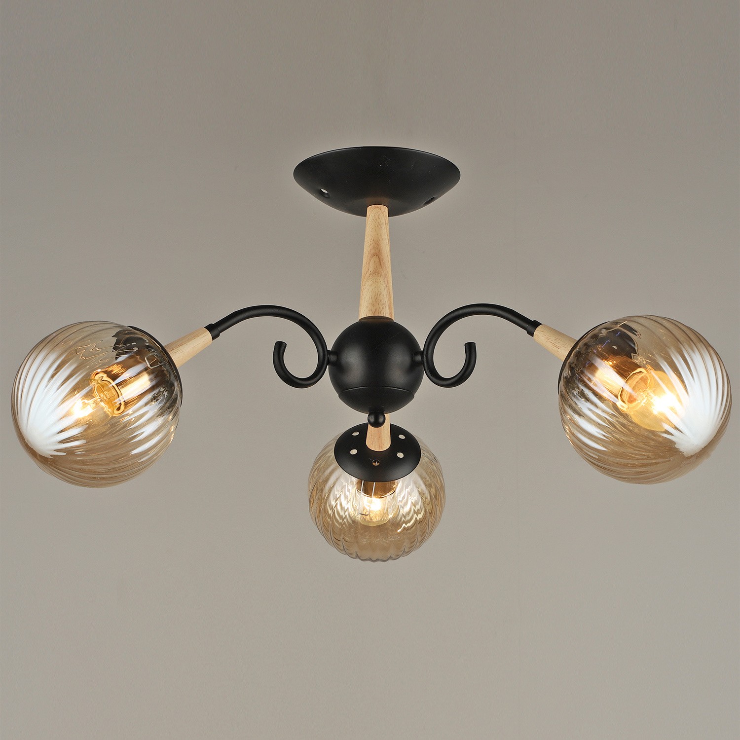 Люстра потолочная Reluce E27 04886-0.3-03 BK+WOOD