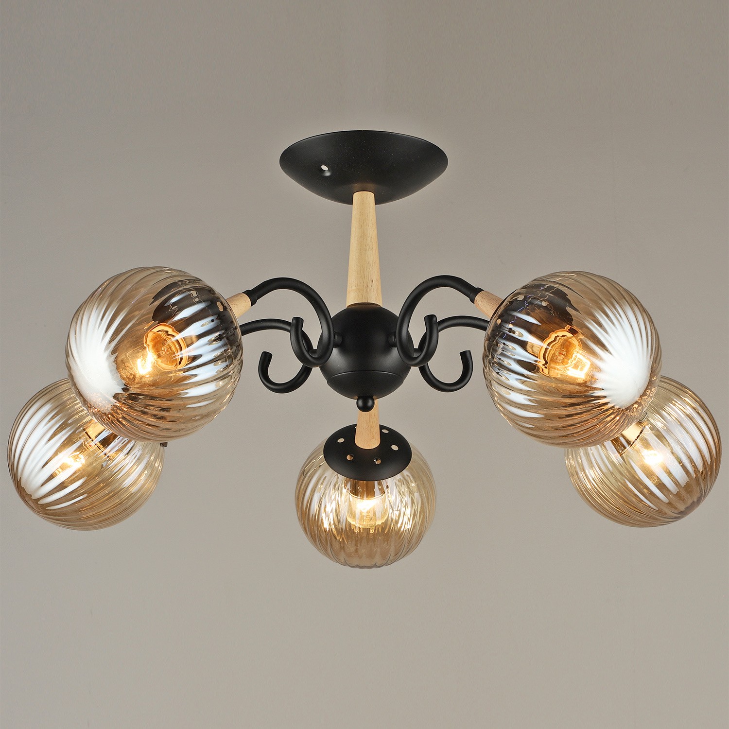 Люстра потолочная Reluce E27 04886-0.3-05 BK+WOOD