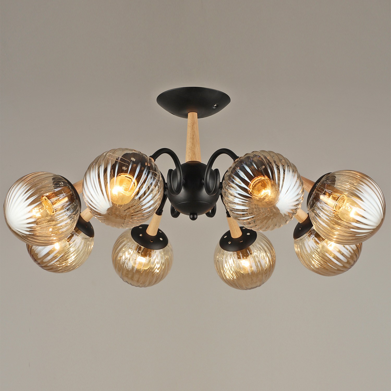 Люстра потолочная Reluce E27 04886-0.3-08 BK+WOOD