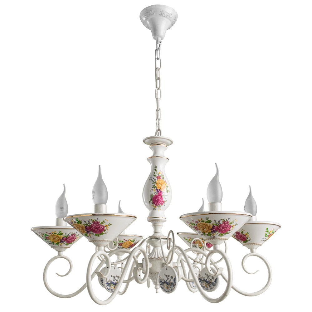 Люстра подвесная с цветочками Fiorato A2061LM-6WG Arte Lamp