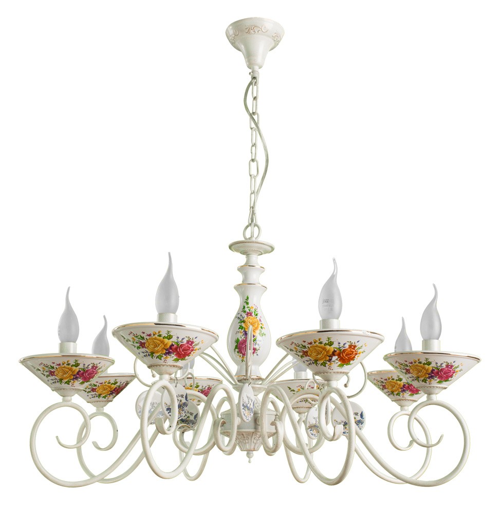 Люстра подвесная с цветочками Fiorato A2061LM-8WG Arte Lamp