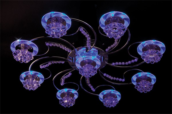 Потолочная люстра с пультом 4882 Eurosvet 4882/9 хром/синий+красный+фиолетовый