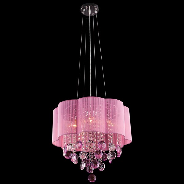 Подвесная люстра Eurosvet 3155,3255 3155/5 хром/розовый хрусталь Strotskis