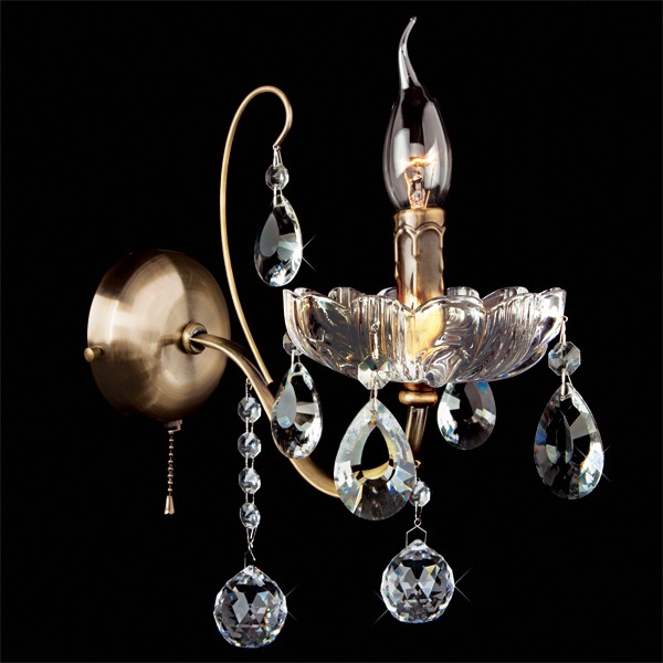 Настенное бра Eurosvet 3301 3301/1 античная бронза/прозрачный хрусталь Strotskis