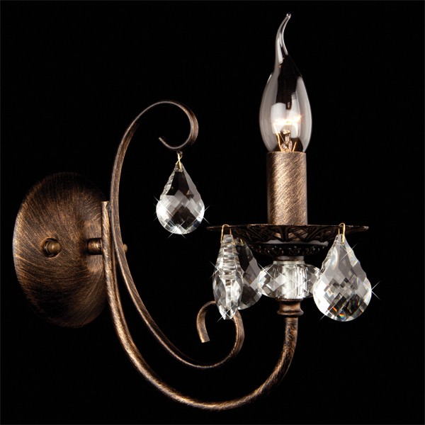 Настенное бра Eurosvet 3305 3305/1 черный с золотом/прозрачный хрусталь Strotskis