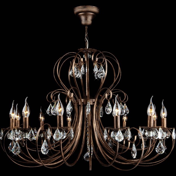 Подвесная люстра Eurosvet 3305 3305/12 черный с золотом/прозрачный хрусталь Strotskis