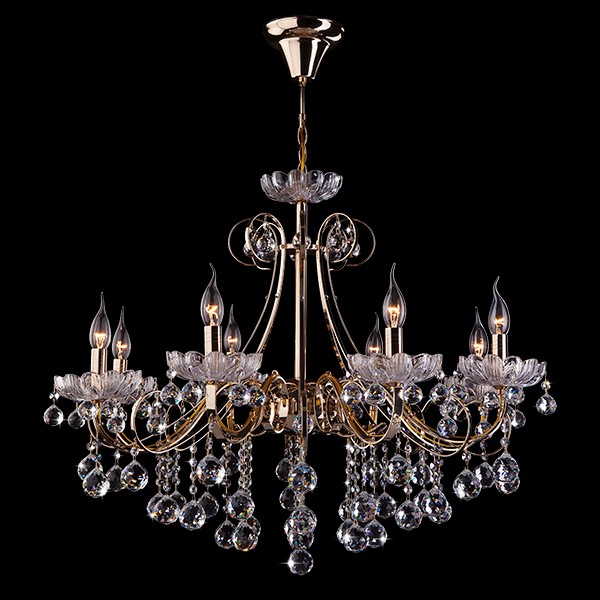 Подвесная хрустальная люстра 3321 Eurosvet 3321/8 золото/прозрачный хрусталь Strotskis