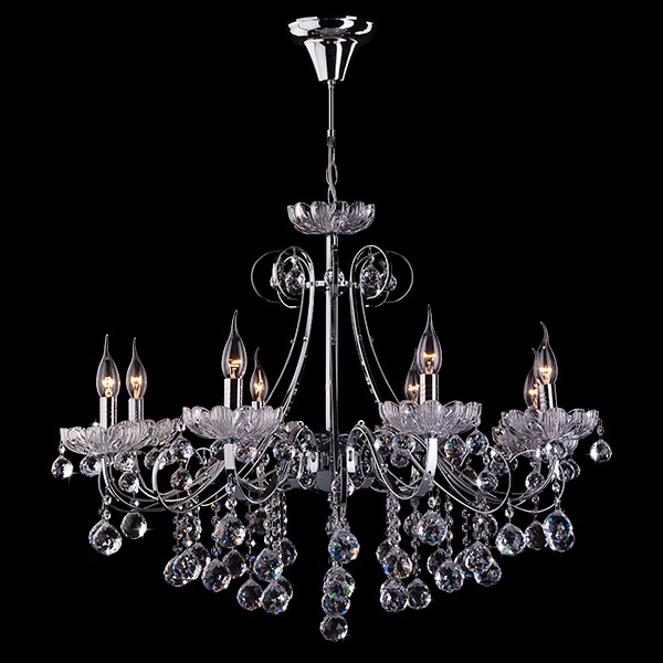 Подвесная хрустальная люстра 3321 Eurosvet 3321/8 хром/прозрачный хрусталь Strotskis