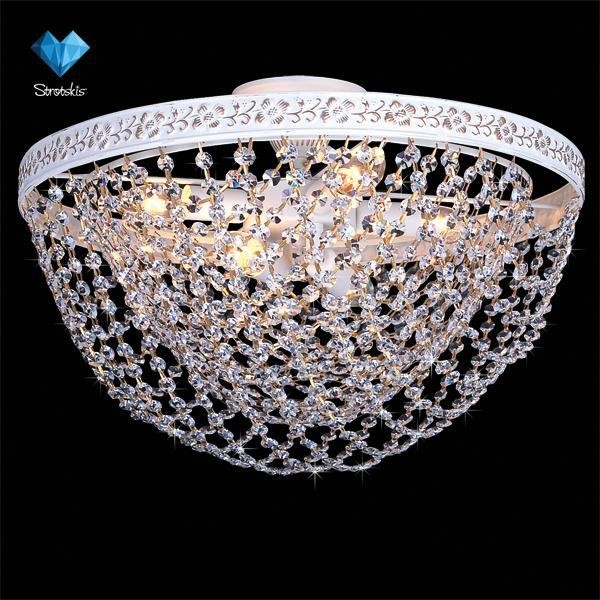 Потолочная люстра Eurosvet 3172 3172/6 белый с золотом /прозрачный хрусталь Strotskis