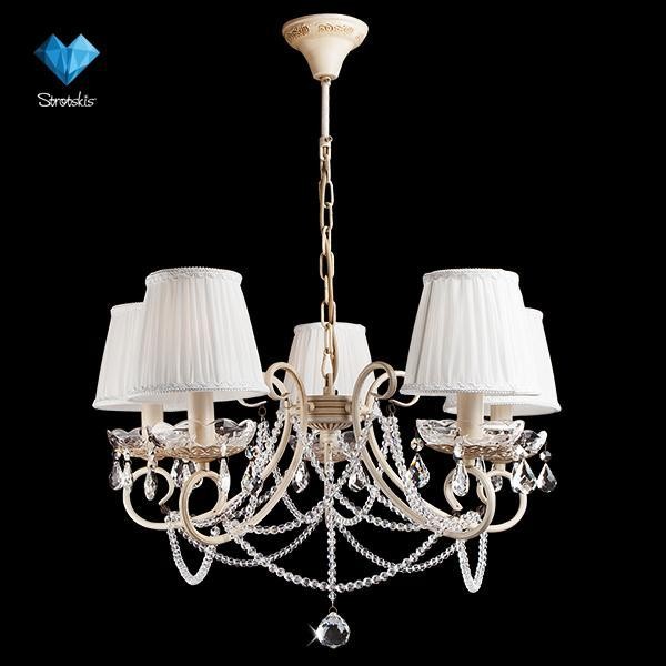 Подвесная люстра Eurosvet 3469 3469/5 бежевый/прозрачный хрусталь Strotskis