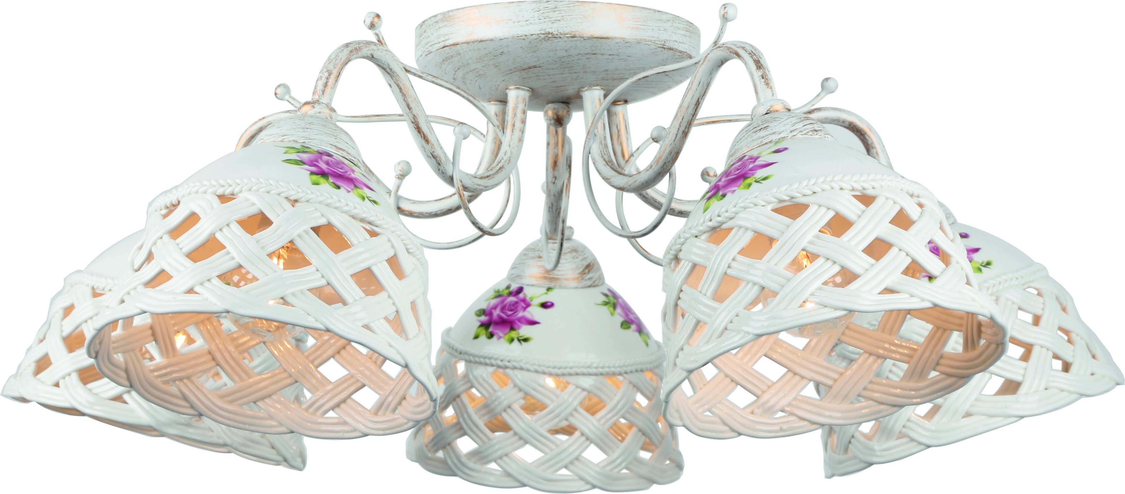 Люстра потолочная с цветочками Wicker A6616PL-5WG Arte Lamp
