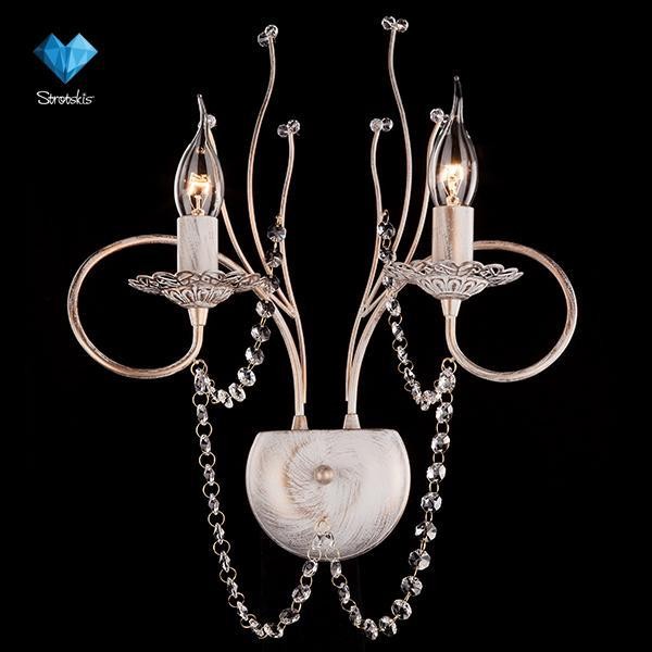 Настенное бра Eurosvet 10002 10002/2 белый с золотом/прозрачный хрусталь Strotskis