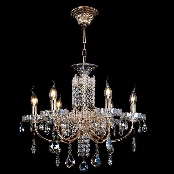 Подвесная хрустальная люстра 10014 Eurosvet 10014/6 золото/прозрачный хрусталь Strotskis