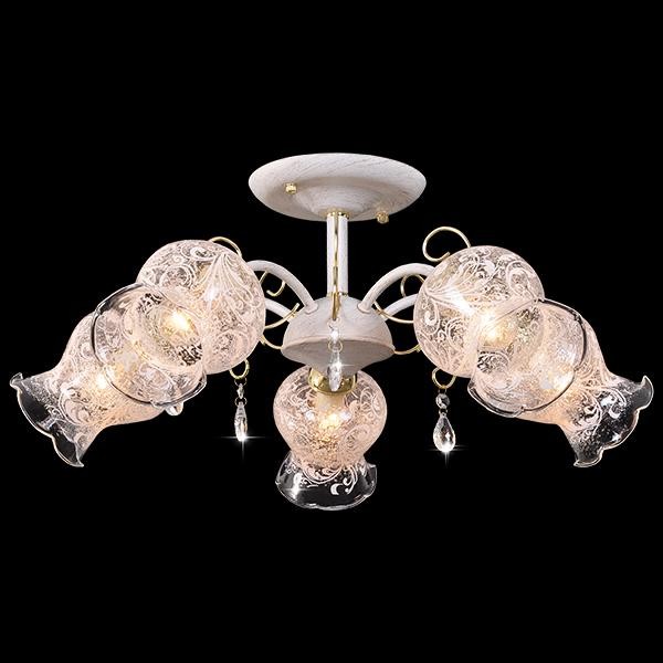 Потолочная люстра Eurosvet 60002 60002/5 белый с золотом/прозрачный хрусталь