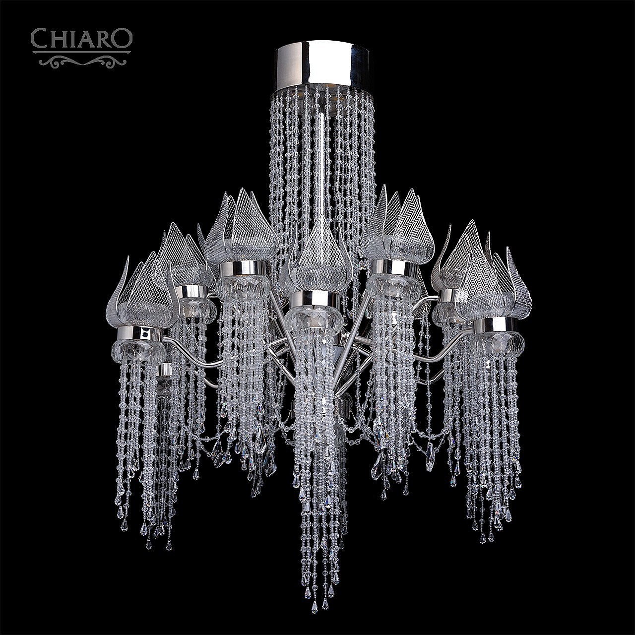 Потолочная хрустальная люстра Chiaro Лотос в водопаде 625010228