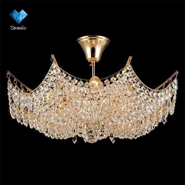 Потолочная люстра Eurosvet 10033 10033/8 золото/прозрачный хрусталь Strotskis