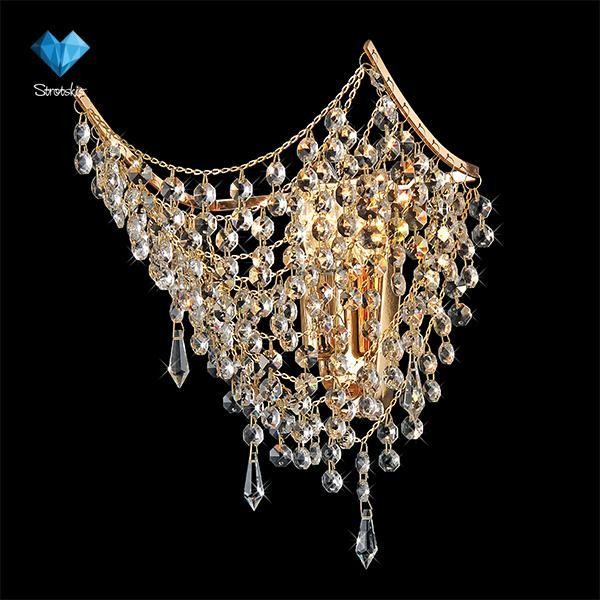 Настенное бра Eurosvet 10033 10033/1 золото/прозрачный хрусталь Strotskis