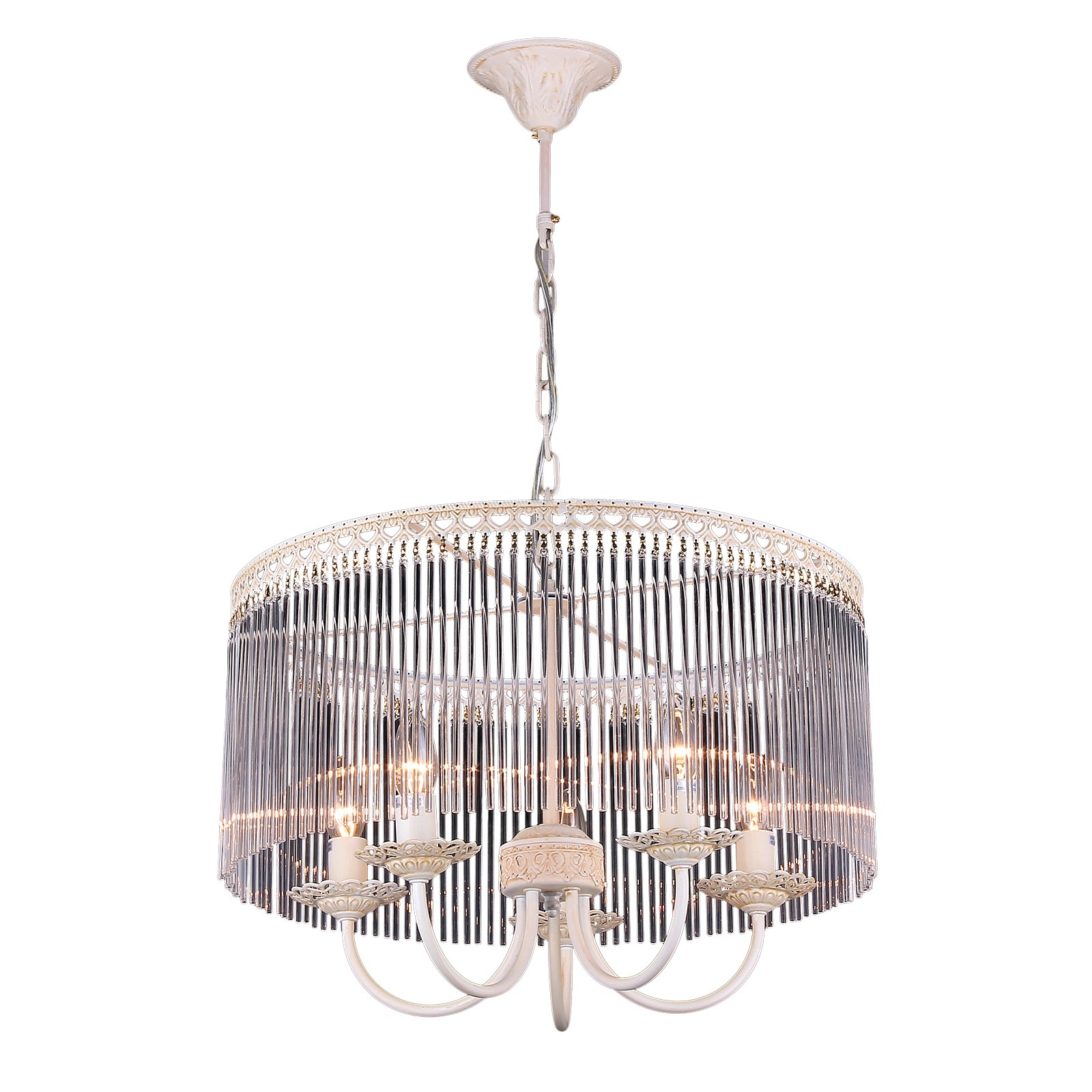 Подвесная хрустальная люстра 11301 Natali Kovaltseva 11301/5C IVORY