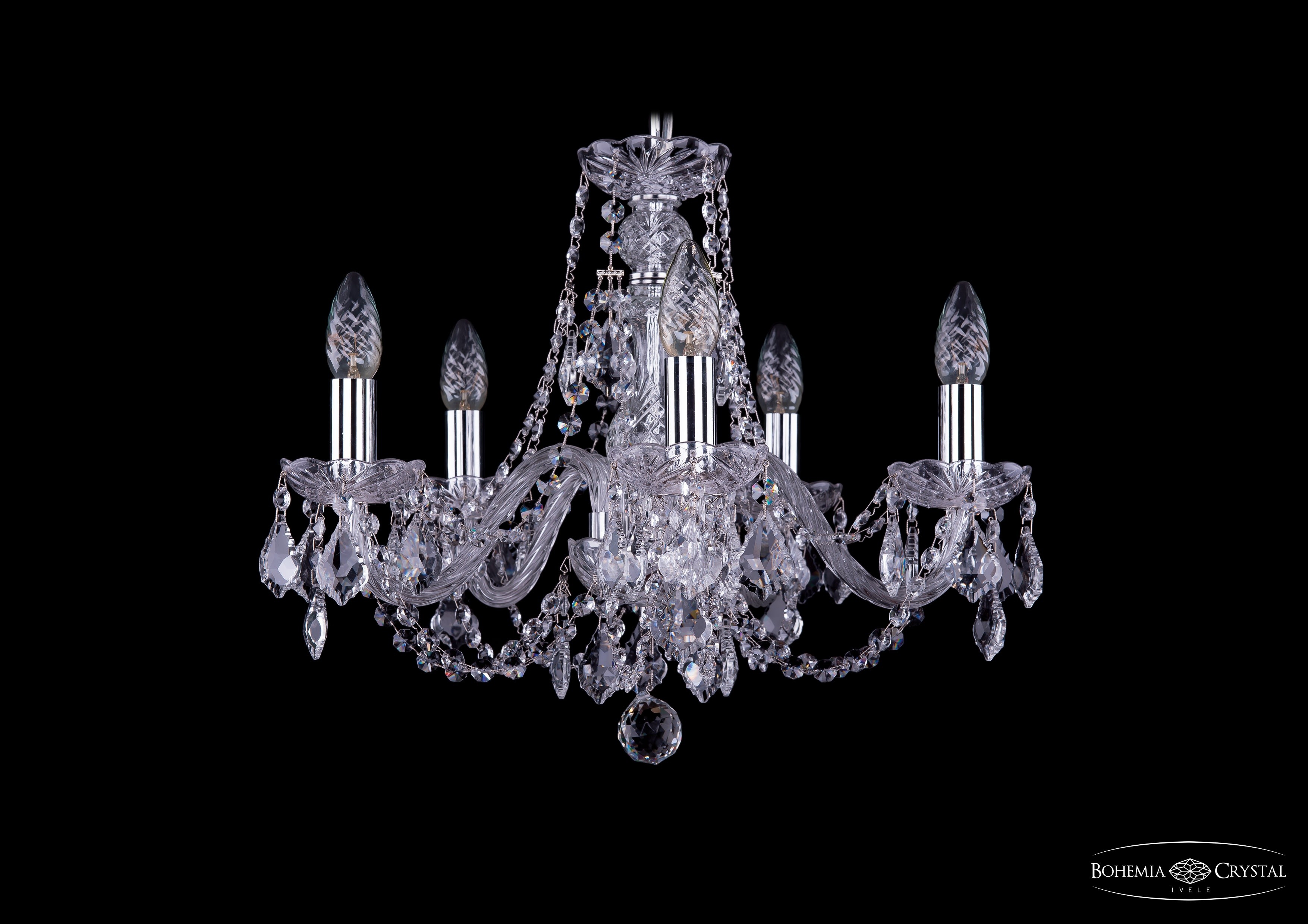 Подвесная хрустальная люстра 1406 Bohemia 1406/5/160 Ni Leafs