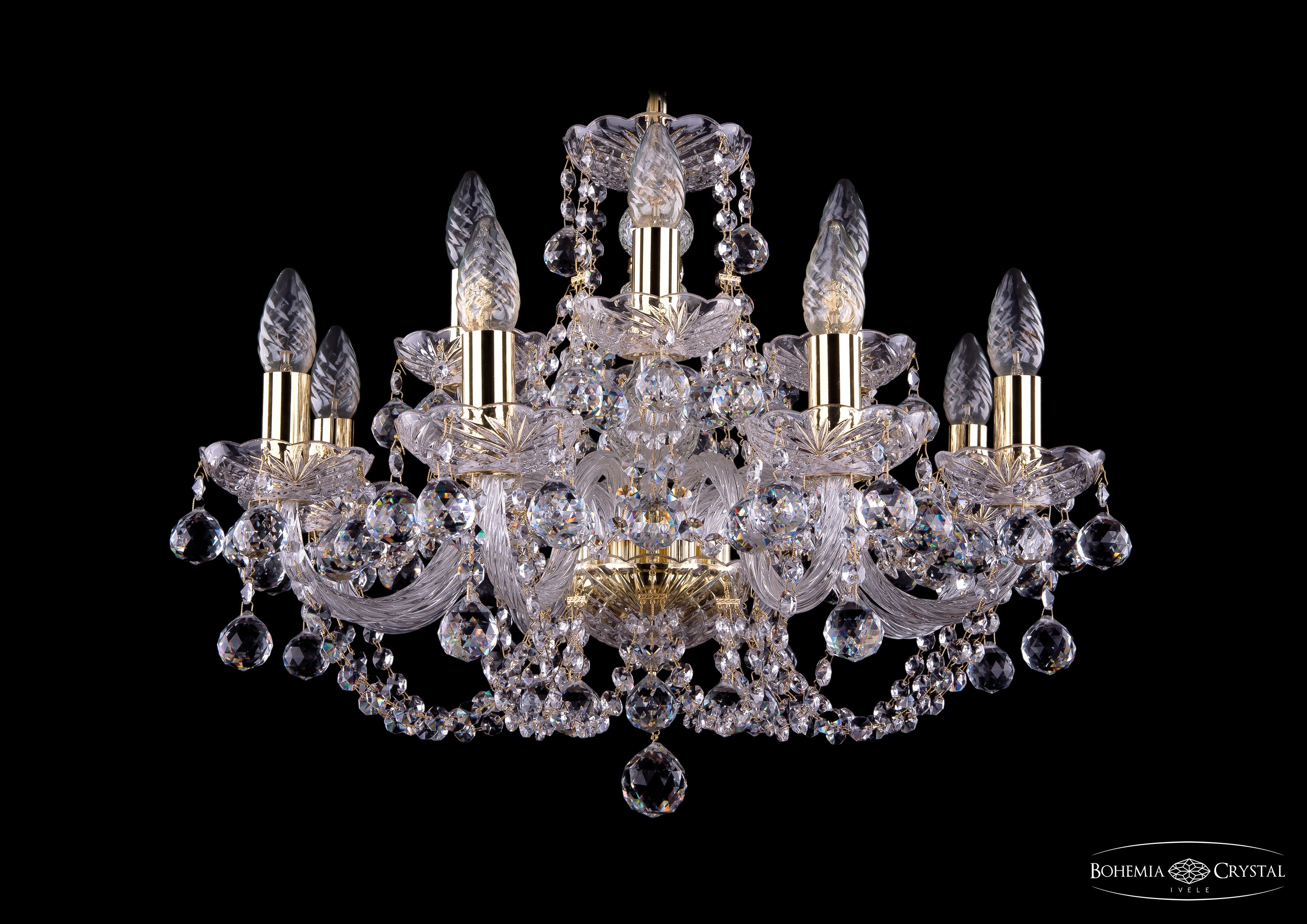 Подвесная хрустальная люстра 1406 Bohemia 1406/8+4/195 G Balls