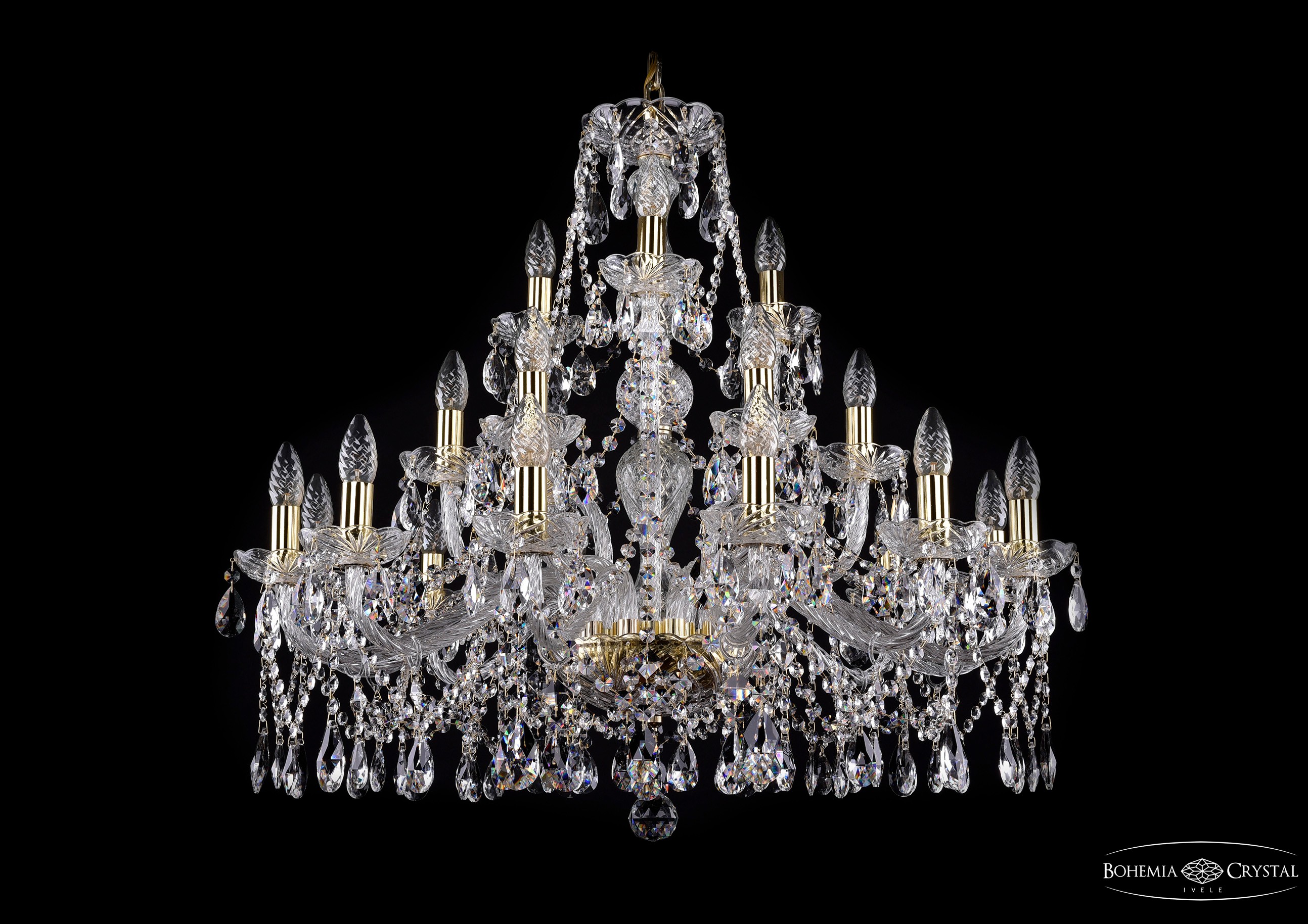 Подвесная хрустальная люстра 1413 Bohemia 1413/12+6+3/300 G